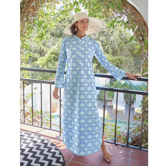 Solumbra by Sun Precautions Peri Blue Tile Kaftan Size S
